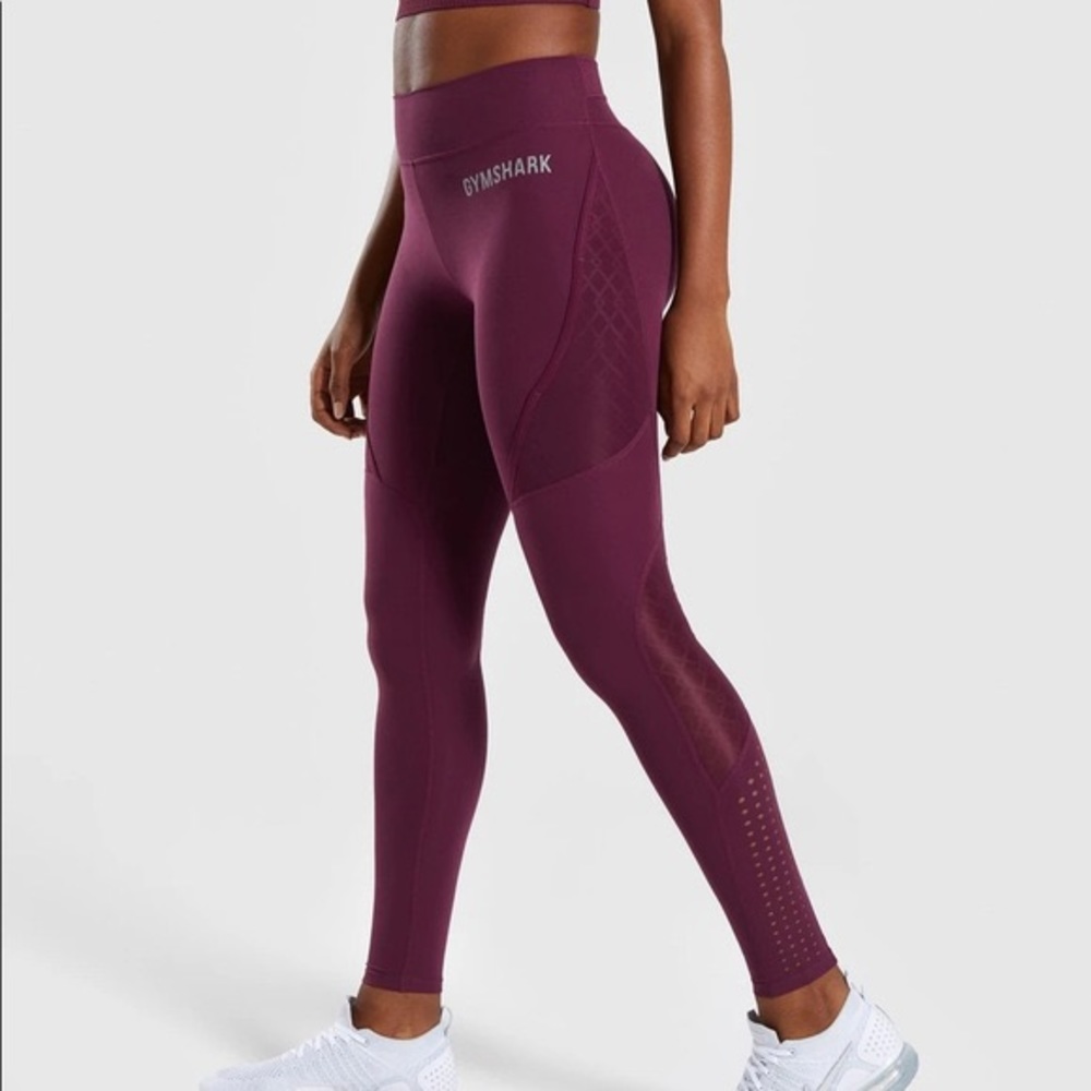 Gymshark Geo Mesh leggings in maroon